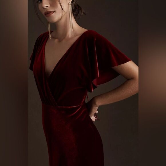 Jenny Yoo Ellis Dress 4 BHLDN Velvet Red NEW - Picture 2 of 3
